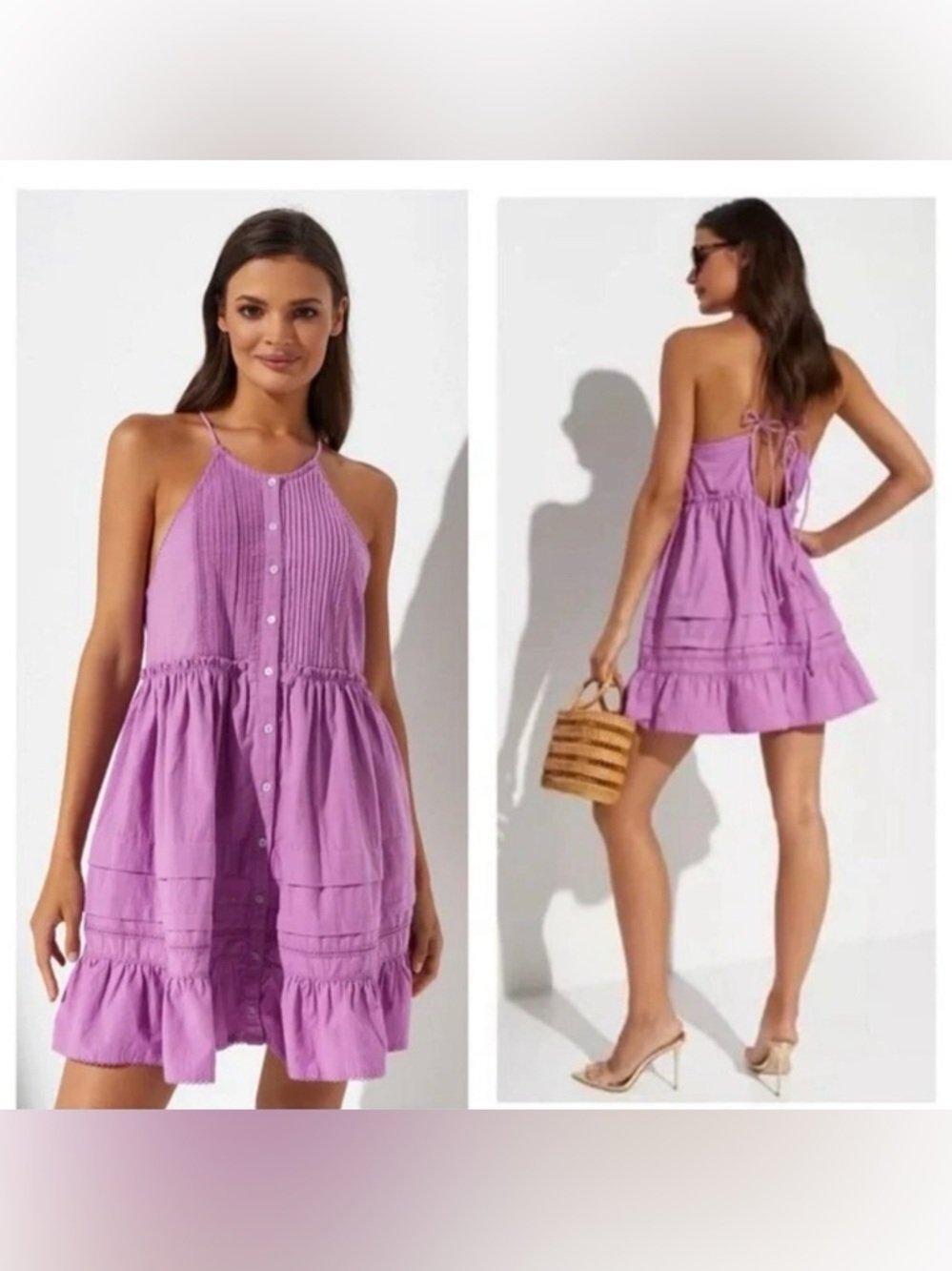 Free People Pink Purple Halter Midi Dress